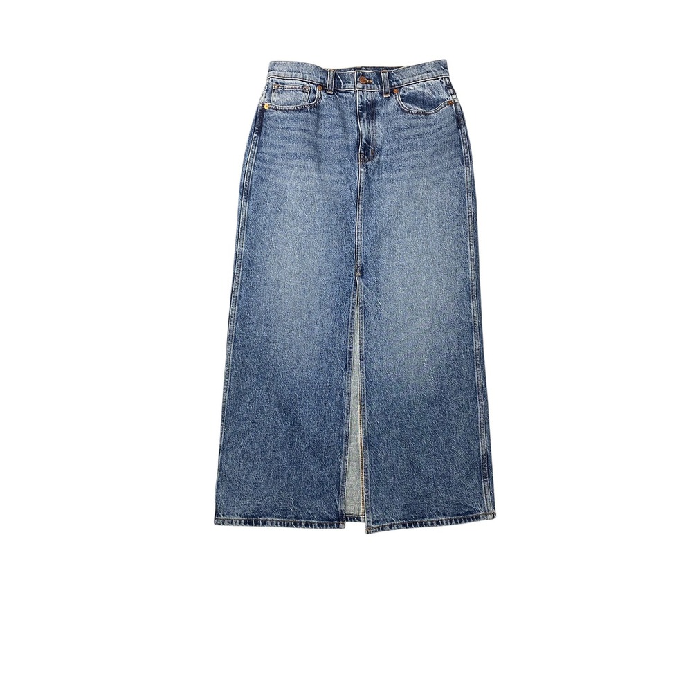 Madewell Denim Maxi Skirt Womens 30 Blue Excellent Front Slit DM9291‎ - Picture 2 of 8